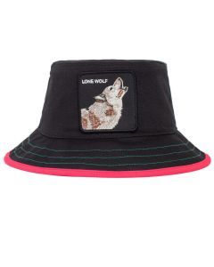 Goorin Bros Costa Lobo Bucket Hat (Lone Wolf) 100% Cotton Animal Series - Black