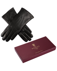 Dents Womens Premium Kangaroo Leather Cashmere Lined Gloves - Black