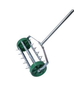 Lawn Aerator Roller Heavy Duty Garden w/ Metal Handle 27 Soil Penetrating Spikes