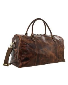 Pierre Cardin Smooth Leather Overnight Bag - Dark Cognac (Weekend Luggage Duffle)