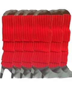 6x Red Ribbed Leg Warmers Bulk Pack - Womens Dance Costume/80s Party