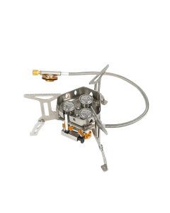 Three-Head Gas Stove Windproof Camping Silver