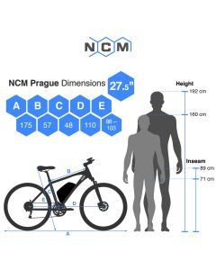 NCM Prague Electric Mountain Bike, E-Bike, E-MTB, 250W, 36V 13Ah 468Wh Battery [White 27.5]