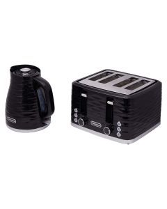 Westinghouse 1.7L Kettle & 4 Slice Toaster Pack - Black/Silver Wave Pattern - WHKTPK14K