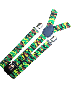 Mens Army Camouflage Suspenders - Strong Adjustable Clip On Braces for Weddings/Formals