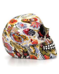 Skull Decoration – Vibrant Resin Flower Art Deco