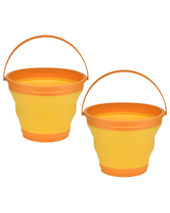 2x 7L Foldable Collapsible Silicone Bucket - Orange (Hiking/Camping/Fishing)