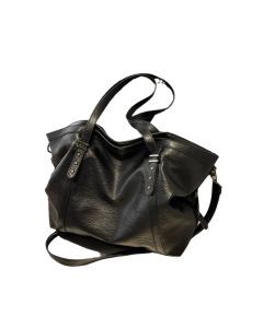 Leather Womens Tote Shoulder Crossbody Bag (Black)