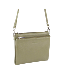 Pierre Cardin Ladies Leather Clutch Crossbody Shoulder Sling Bag - Sage