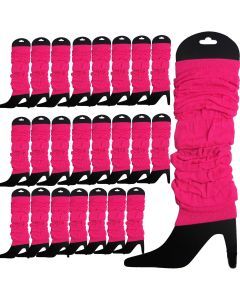 24x Fluro Hot Pink Leg Warmers Bulk Pack - Womens Dance Costume/80s Party
