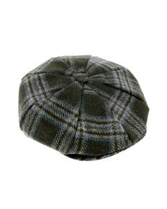 Dents Mens Abraham Moon Check Tweed Newsboy Cap Hat - Forest Green