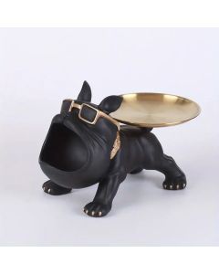 Chic Resin French Bulldog Storage Tray - Nordic Fashion Animal Sculpture Black