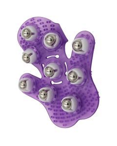 Palm-Shaped Massage Glove 9 Metal 360 Rollers Purple