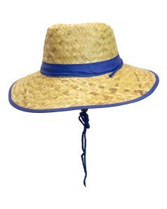 Lightweight UPF50+ Broad Brim Straw Hat with Adjustable Chin Strap (Royal Blue)