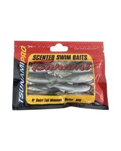 8 Pack of Tsunami 4 Inch Swirl Tail Minnows Soft Plastic Fishing Lures - Mullet