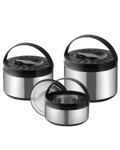 3 Piece Stainless Steel Food Warmer Lunch Set - Storage Boxes (2.5L, 5L & 8L)