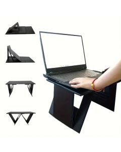 Portable Folding Student Study Table - Black PU Leather