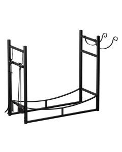 Moyasu Firewood Rack with Kindling Holder Steel Fireplace Tool Log Wood Storage