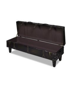 Dark Brown Storage Bench with Tufted Faux Leather Upholstery