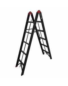 Black 5 step aluminium collapsible box ladder with carry bag