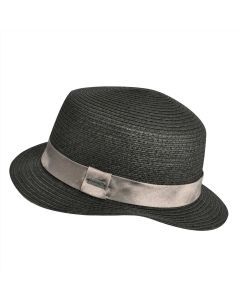 KANGOL Straw Boater Womens Bucket Hat - Black (100% Sun Summer Casual Fedora Cap K1731FA)