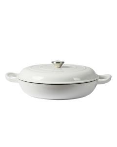 Toque Enamel Dutch Oven 4L Cast Iron Pan Casserole Pot Slow Cook with Lid White