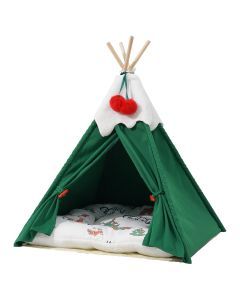 Pawz Pet Tent House Pet Teepee Dog Cat Tent Bed Washable Portable Indoor Green L