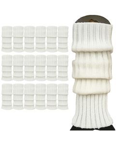 24x White Ribbed Leg Warmers Bulk Pack - Womens Dance Costume/80s Party