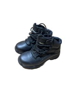 Telas Ankle Cut Leather Combat Boots - Black (EEE Width w/ Side Zip)