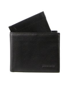 Pierre Cardin Mens Genuine Italian Leather Wallet - Black (Removable Coin Purse)