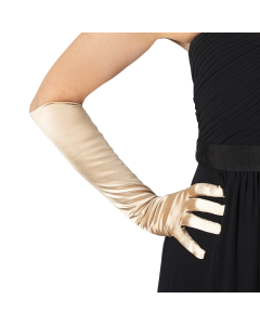 Dents Womens Satin Elbow Length Evening Gloves - Gold