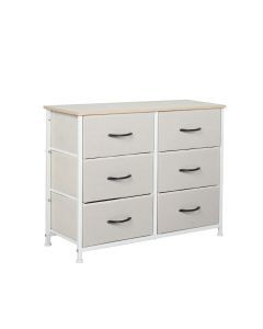 Levede Storage Cabinet Tower Chest of Drawers Dresser Tallboy 6 Drawer Beige