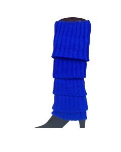 24x Blue Ribbed Leg Warmers Bulk Pack - Womens Dance Costume/80s Party