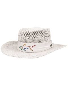 Greg Norman Straw Hat - White (Summer Wide Brim Golf Signature Hat)