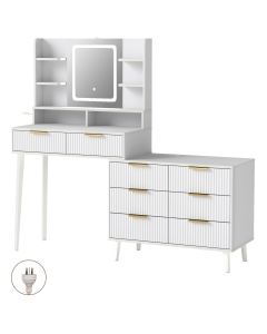 Levede Dressing Table LED Mirror Jewellery Cabinet Makeup Storage 8 Drawers