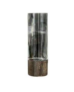 Elegant European Glass Vase with Wooden Base