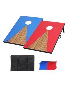 Bopeep 2Pcs Kids Bean Bag Toss Cornhole Game Set with 8 Bean Bags Wooden Outdoor