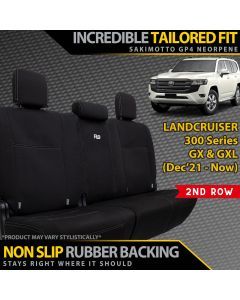 Razorback 4x4 GP4 Standard Neoprene Rear Row Seat Covers suitable for a Toyota Landcruiser 300 Series GX & GXL (In Stock)