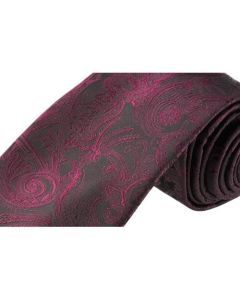 Formalaties Tapestry Wine Slim Skinny Tie - 5cm Wide (Premium Paisley)