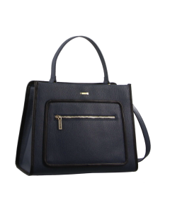 Morrissey Ladies Italian Structured Leather Tote Handbag - Navy