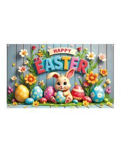 Easter Bunny Eggs Banner Polyester Decoration