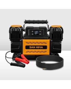 San Hima 12V Dual Cylinders Air Compressor 350L/min 150PSI Portable Digital