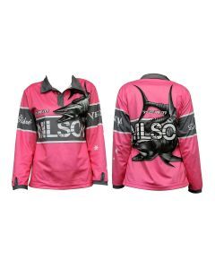 Team Wilson Pink Tournament Long Sleeve Fishing Shirt with Collar-Fishing Jersey