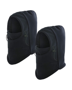 2x Windproof Thermal Fleece Balaclava Beanie Hat Full Face Mask Ski - Black
