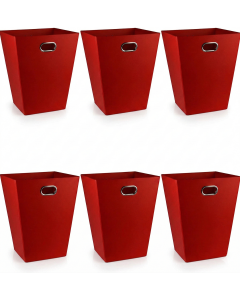 6x 12L EAZI FOLD Foldable Office Waste Rubbish Bin Bulk Pack - Collapsible Space Saving in Red