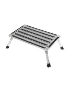 Extra large platform single folding step with adjustable height legs