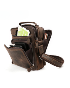 Vintage Genuine Leather Men's Small Shoulder Bag