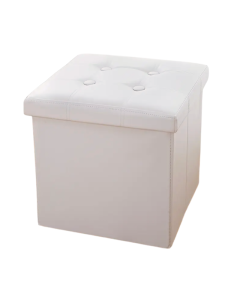 Leather Storage Stool with Button