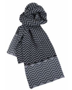 Dents Mens Zig Zag Two-Tone Knit Scarf - Black/Charcoal