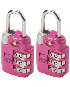 2x Lewis N. Clark PadLock Suitcase TSA Approved Combination Lock Travel - Pink